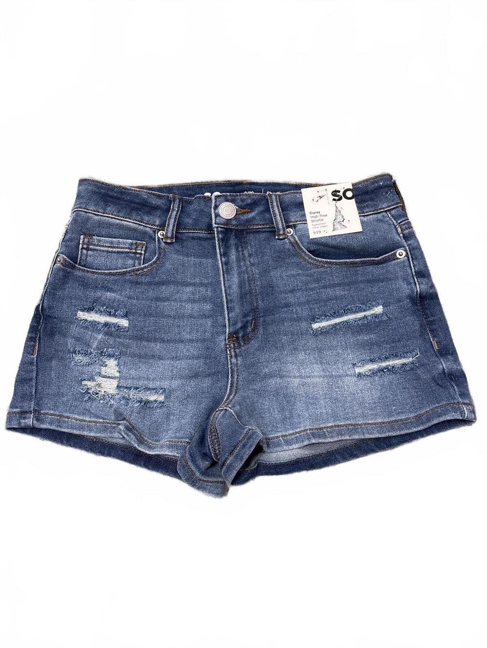 SO Curvy High-Rise Shortie Denim Shorts Size 9/29